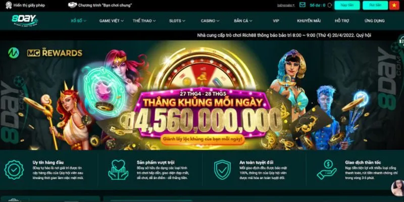 Chơi game vui kiếm lợi nhuận tại nhà cái 8DAY cực kỳ dễ 